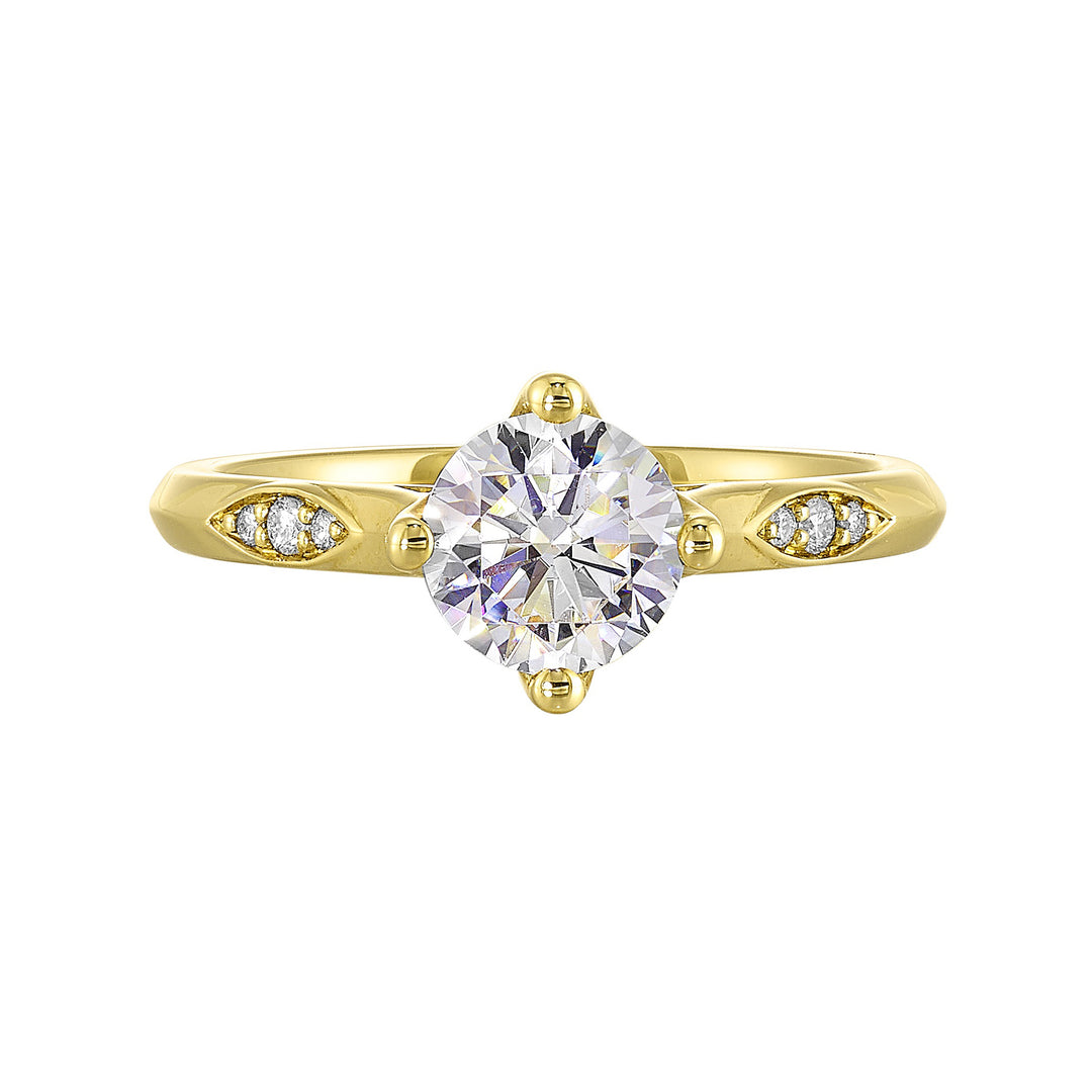 14Kt Yellow Semi Mount 1/20Ctw For 1Ct Round Center