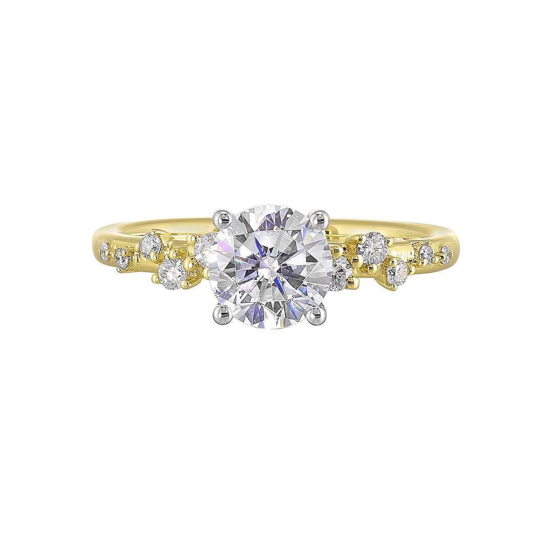14Kt White Yellow Semi Mount 1/5Ctw For 1Ct Round Center