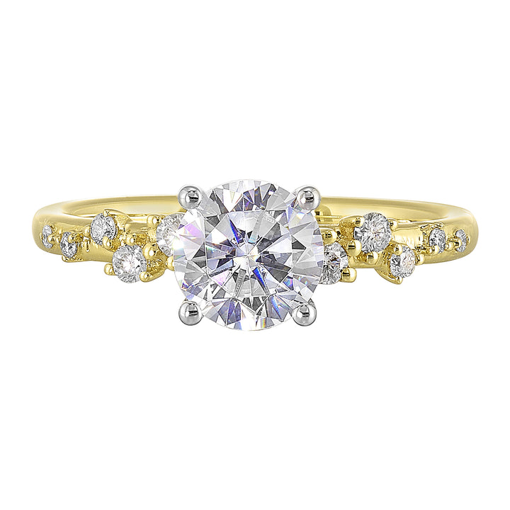 14Kt White Yellow Semi Mount 1/5Ctw For 1Ct Round Center
