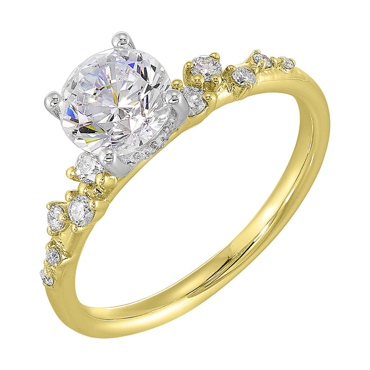 14Kt White Yellow Semi Mount 1/5Ctw For 1Ct Round Center