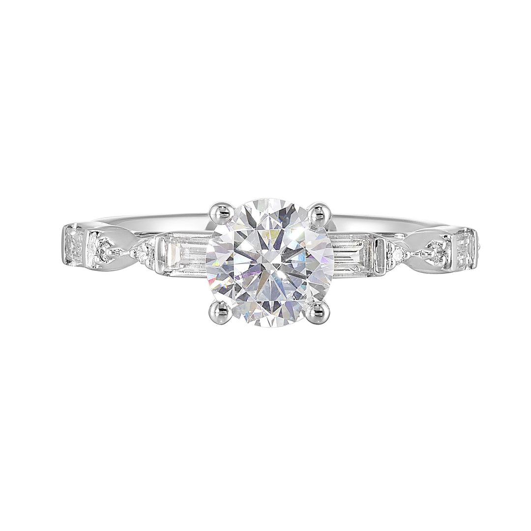 14Kt White Semi Mount 1/3Ctw For 1Ct Round Center