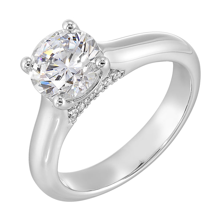14Kt White Semi Mount 1/20Ctw For 1 1/2Ct Round Center
