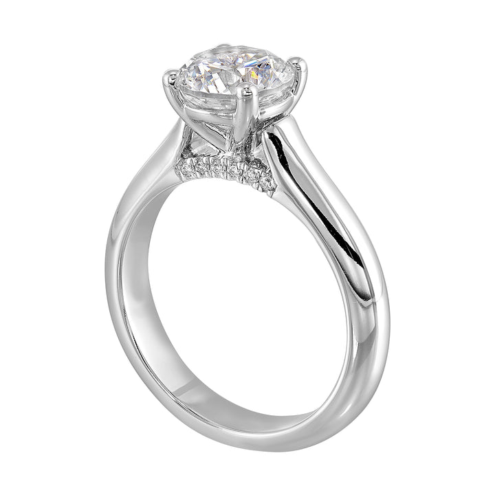 14Kt White Semi Mount 1/20Ctw For 1 1/2Ct Round Center