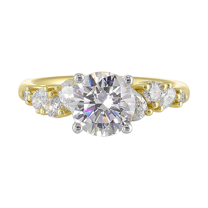 14Kt White Yellow Semi Mount 1/2Ctw For 1Ct Round Center