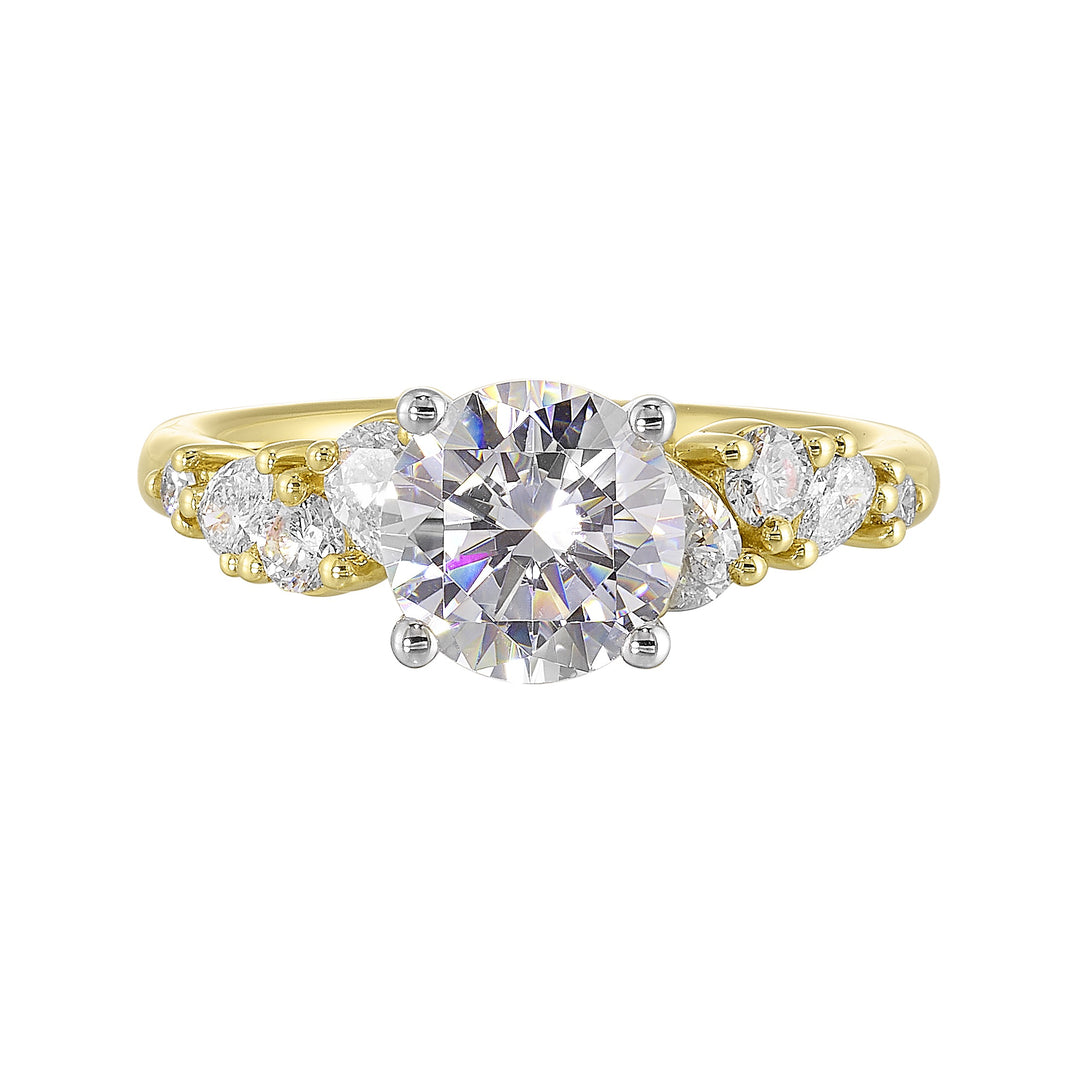 14Kt White Yellow Semi Mount 1/2Ctw For 1 1/2Ct Round Center
