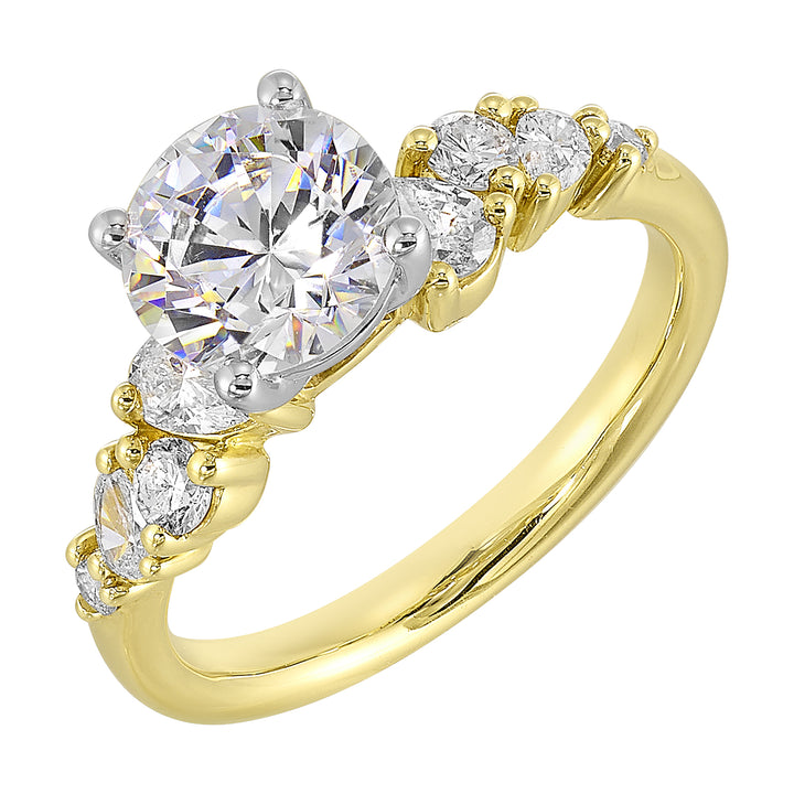 14Kt White Yellow Semi Mount 1/2Ctw For 1 1/2Ct Round Center