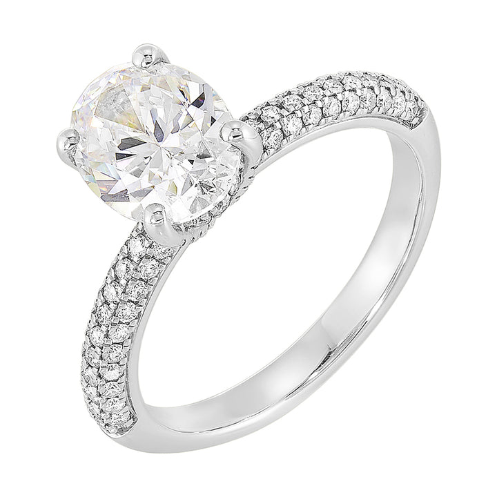 14Kt White Semi Mount 3/8Ctw For 2Ct Oval Center