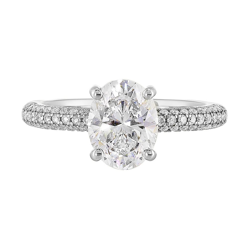 14Kt White Semi Mount 3/8Ctw For 2Ct Oval Center