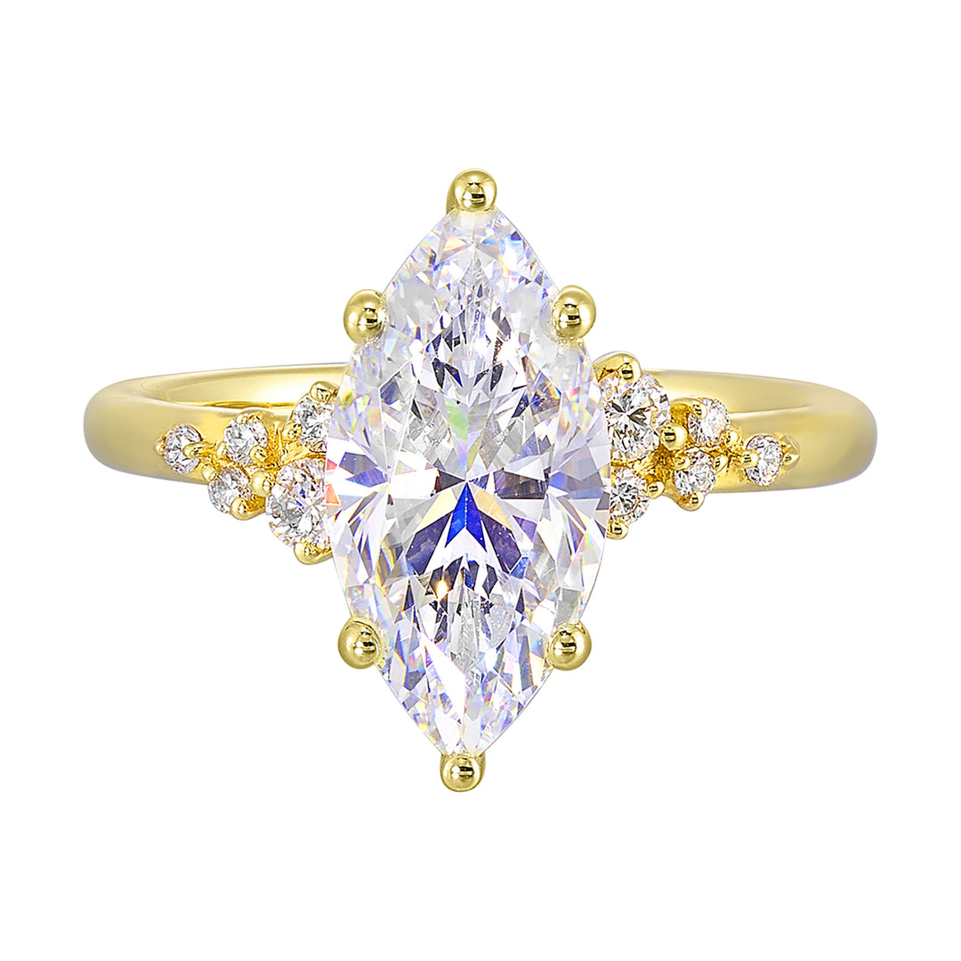 14Kt Yellow Semi Mount 1/6Ctw For 1 1/2Ct Marquise Center