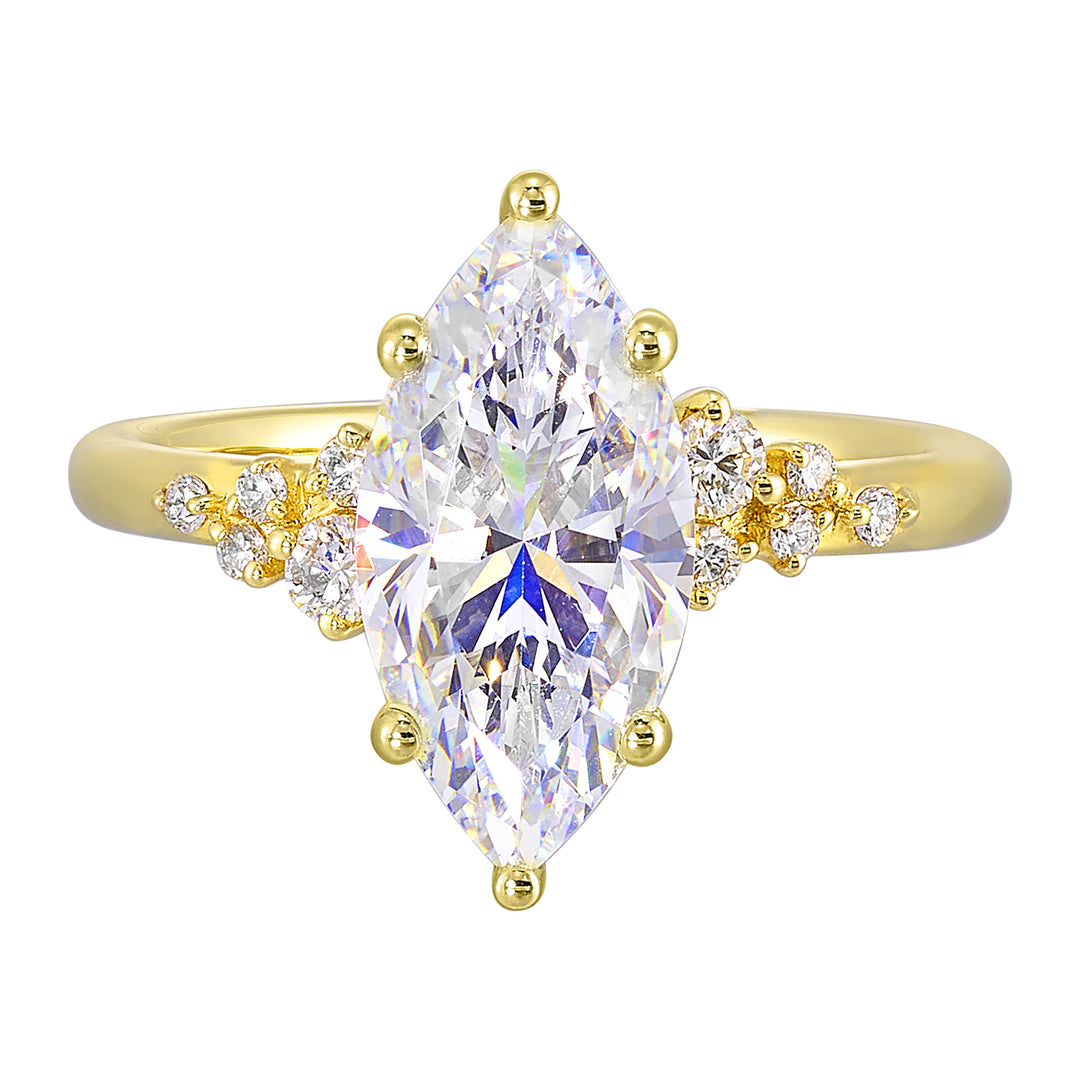 14Kt Yellow Semi Mount 1/6Ctw For 1 1/2Ct Marquise Center