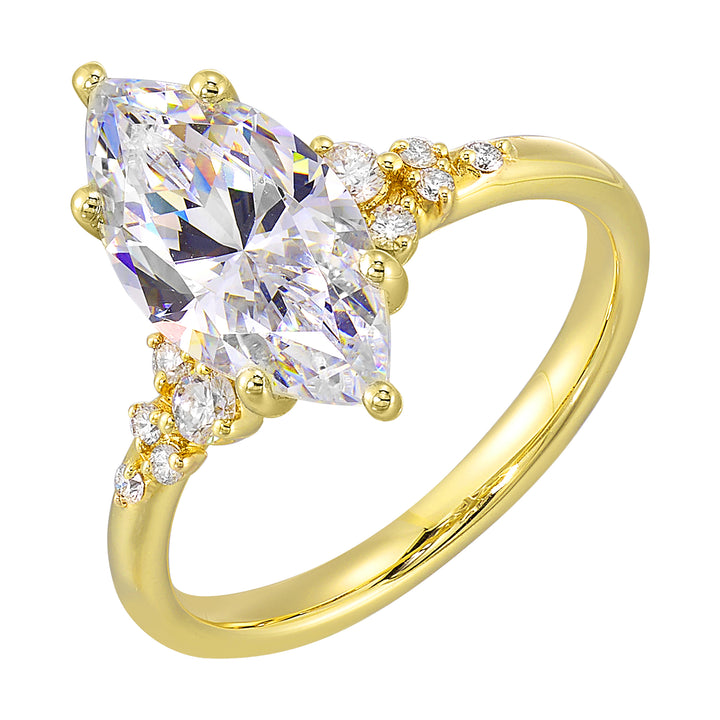 14Kt Yellow Semi Mount 1/6Ctw For 1 1/2Ct Marquise Center