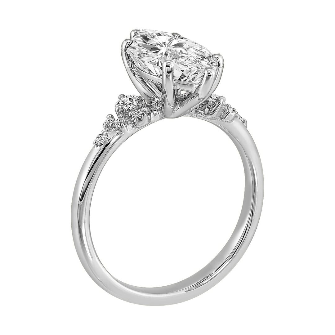 14Kt White Semi Mount 1/6Ctw For 2Ct Maquise Center