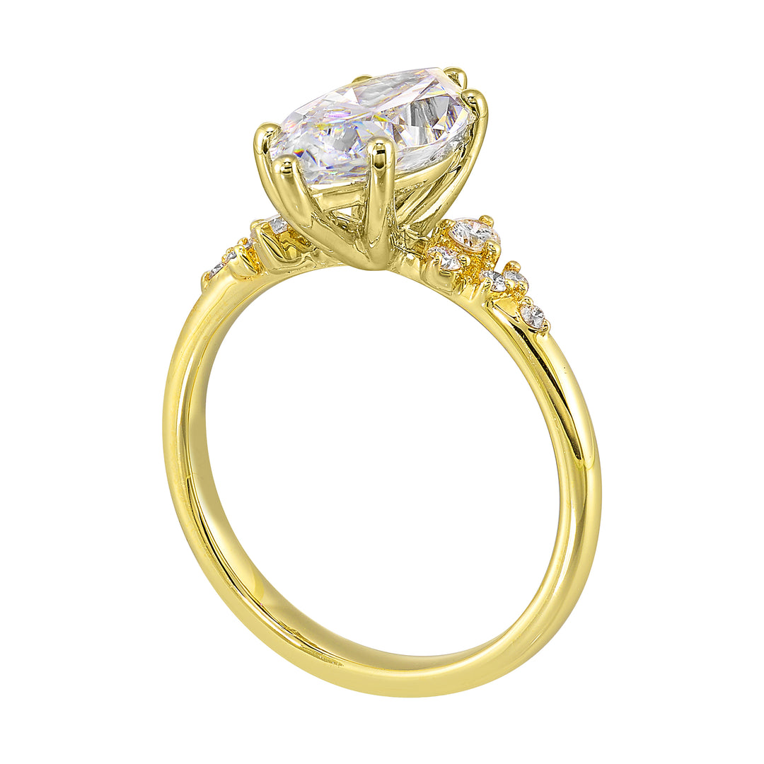 14Kt Yellow Semi Mount 1/6Ctw For 2Ct Maquise Center