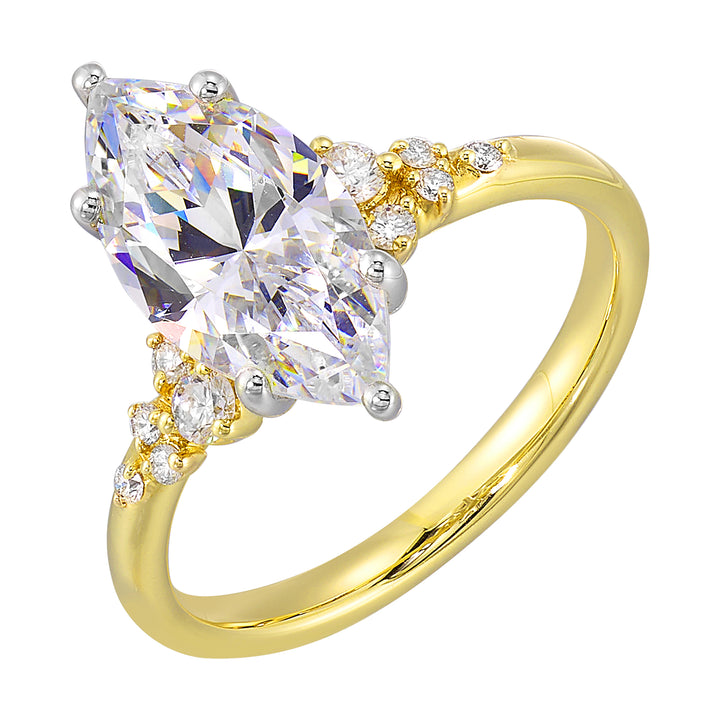14Kt White Yellow Semi Mount 1/6Ctw For 2Ct Marquise Center