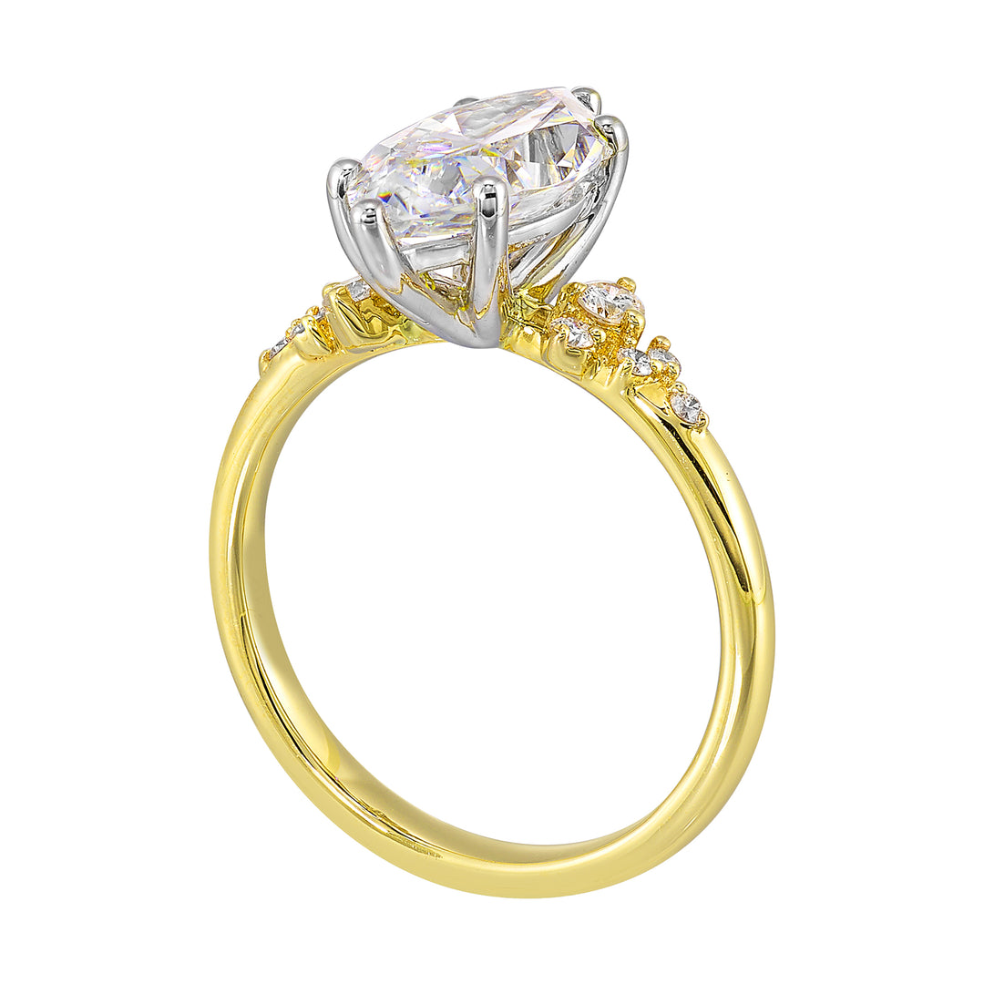 14Kt White Yellow Semi Mount 1/6Ctw For 2Ct Marquise Center