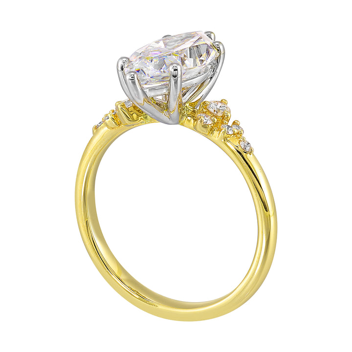 14Kt White Yellow Semi Mount 1/6Ctw For 2Ct Marquise Center