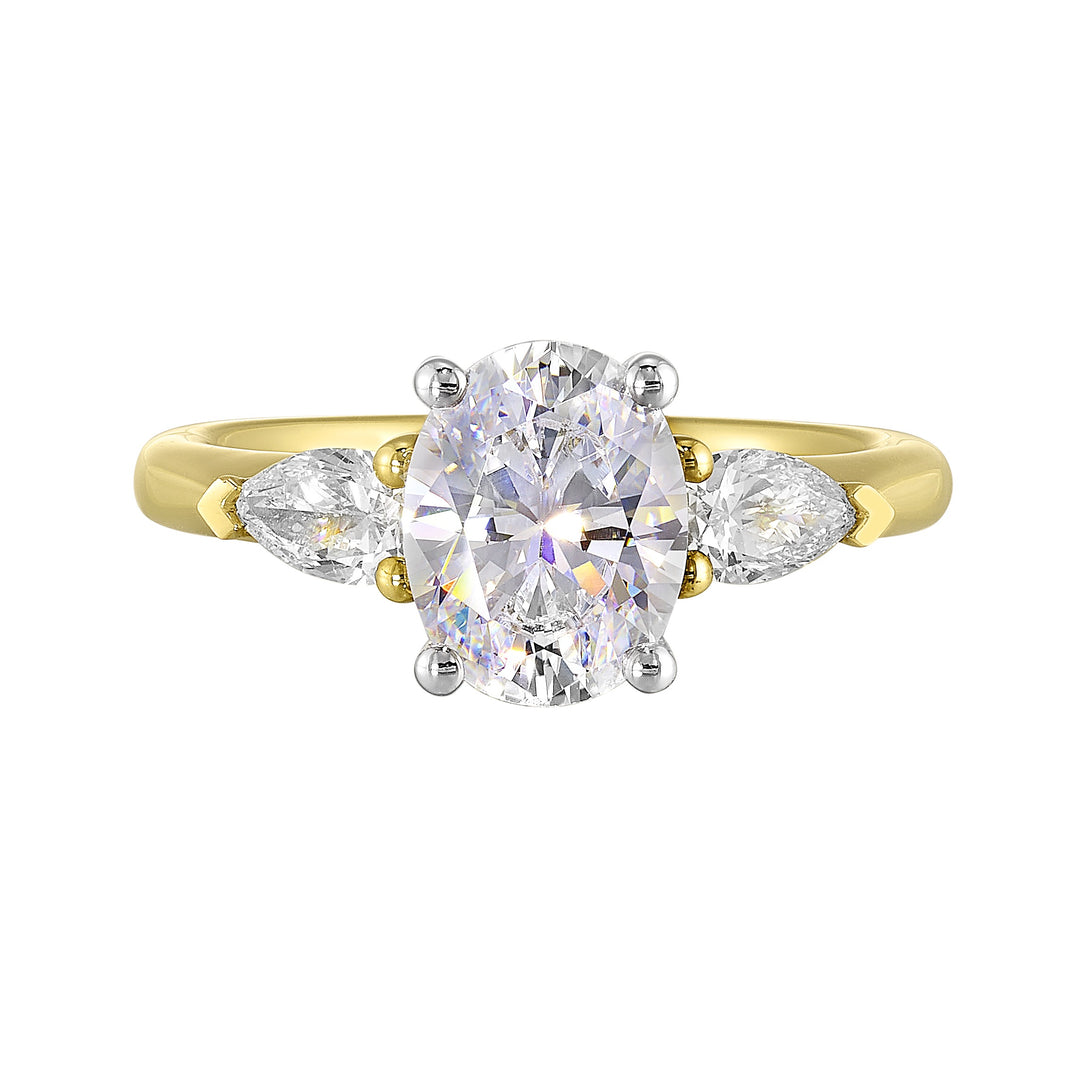 14Kt White Yellow Semi Mount 1/2Ctw For 2Ct Oval Center