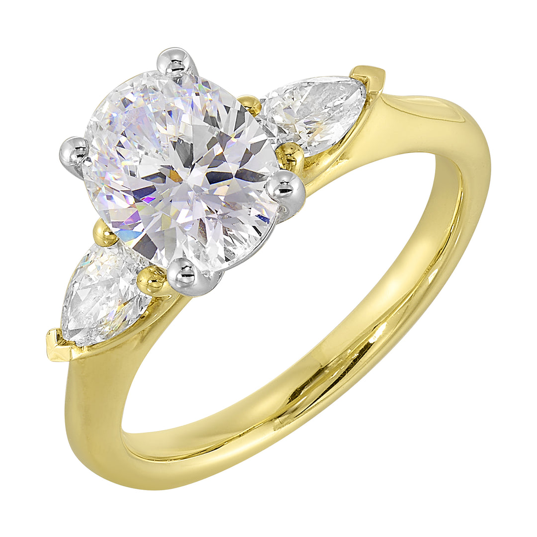 14Kt White Yellow Semi Mount 1/2Ctw For 2Ct Oval Center