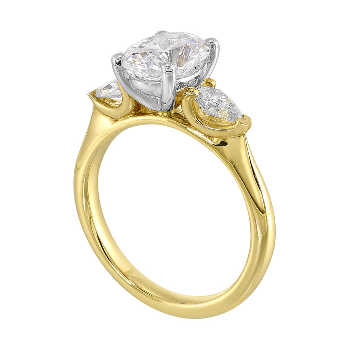 14Kt White Yellow Semi Mount 1/2Ctw For 2Ct Oval Center