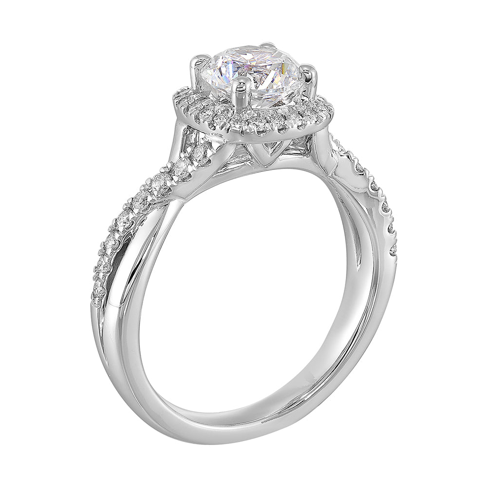 14Kt White Semi Mount 1/4Ctw For 1Ct Round Center