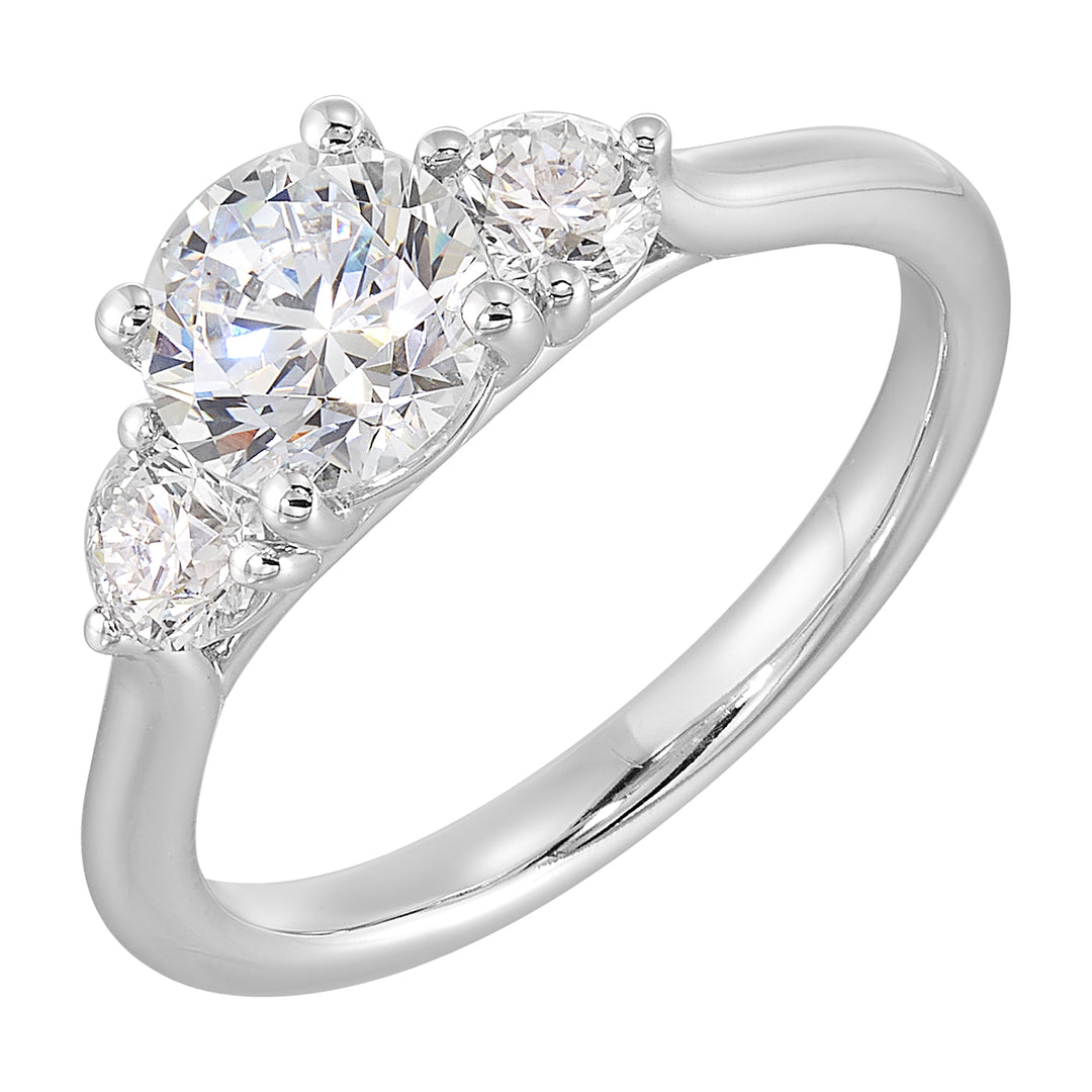 14Kt White Semi Mount 1/2Ctw For 1Ct Round Center