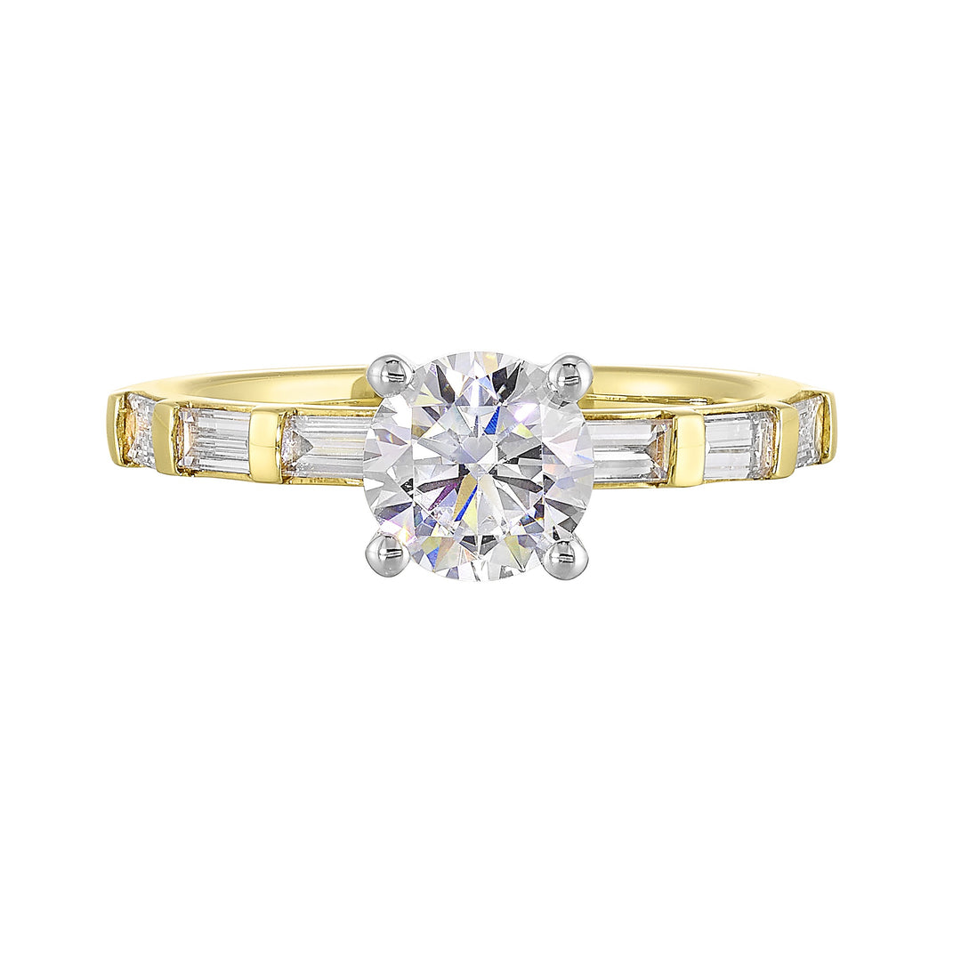 14Kt White Yellow Semi Mount 1/2Ctw For 1Ct Round Center
