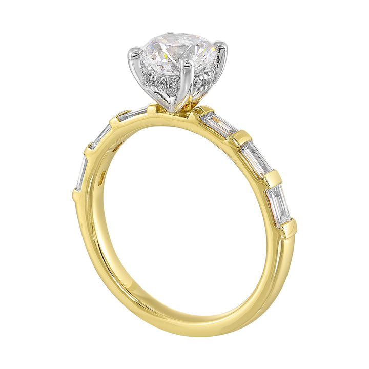 14Kt White Yellow Semi Mount 1/2Ctw For 1Ct Round Center