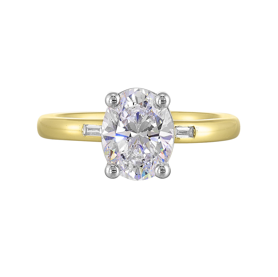 14Kt White Yellow Semi Mount 1/20Ctw For 2Ct Oval Center