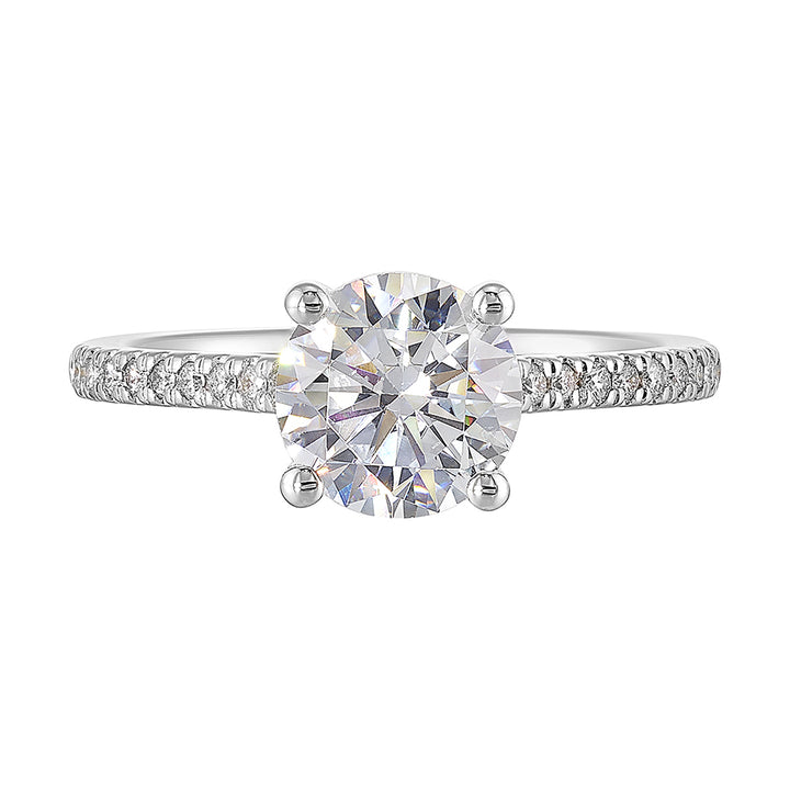 14Kt White Semi Mount 1/5Ctw For 1 1/2Ct Round Center
