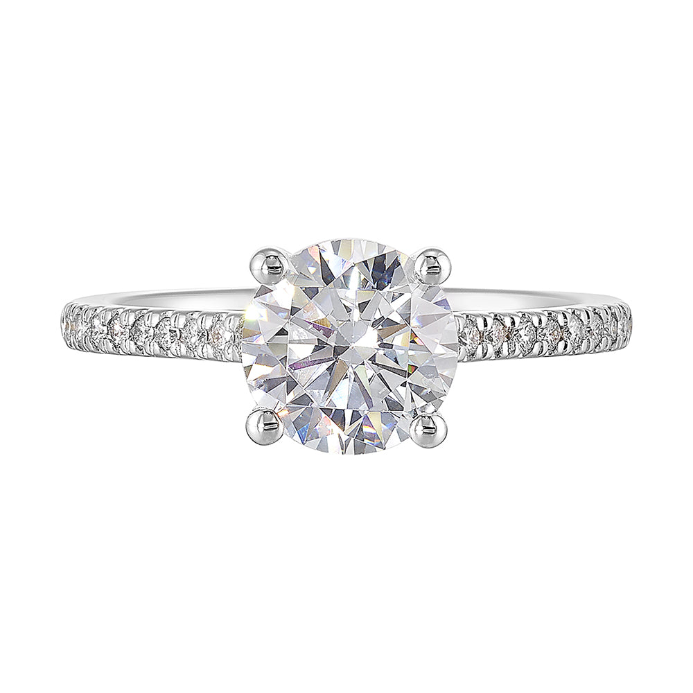 14Kt White Semi Mount 1/5Ctw For 1 1/2Ct Round Center