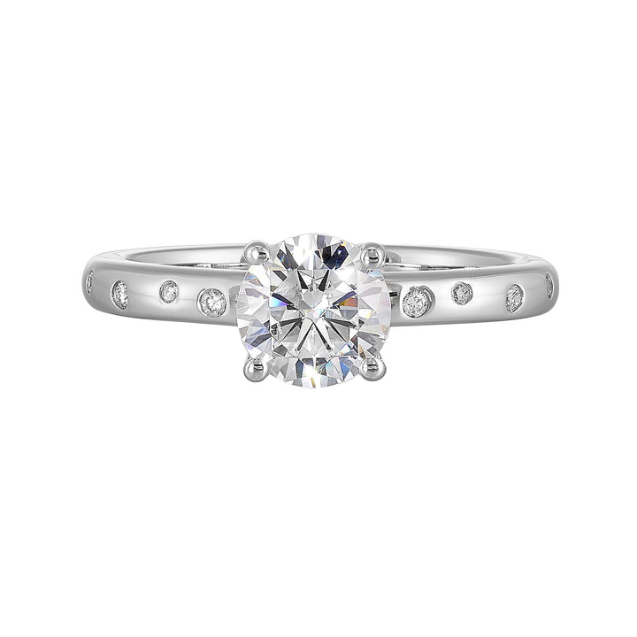 14Kt White Semi Mount 1/20Ctw For 1Ct Round Center