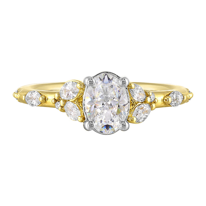 14Kt White Yellow Semi Mount 1/3Ctw For 1Ct Oval Center