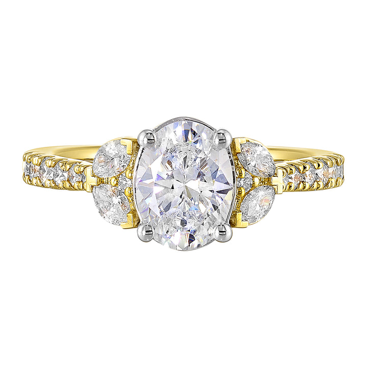 14Kt White Yellow Semi Mount 1/2Ctw For 1 1/2Ctw Oval Center