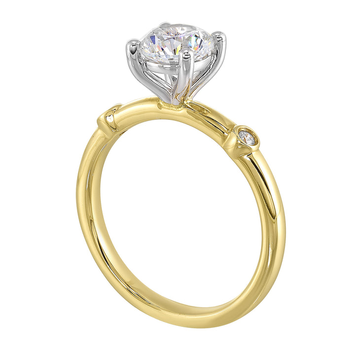 14Kt White Yellow Semi Mount 1/25Ctw For 1Ct Round Center