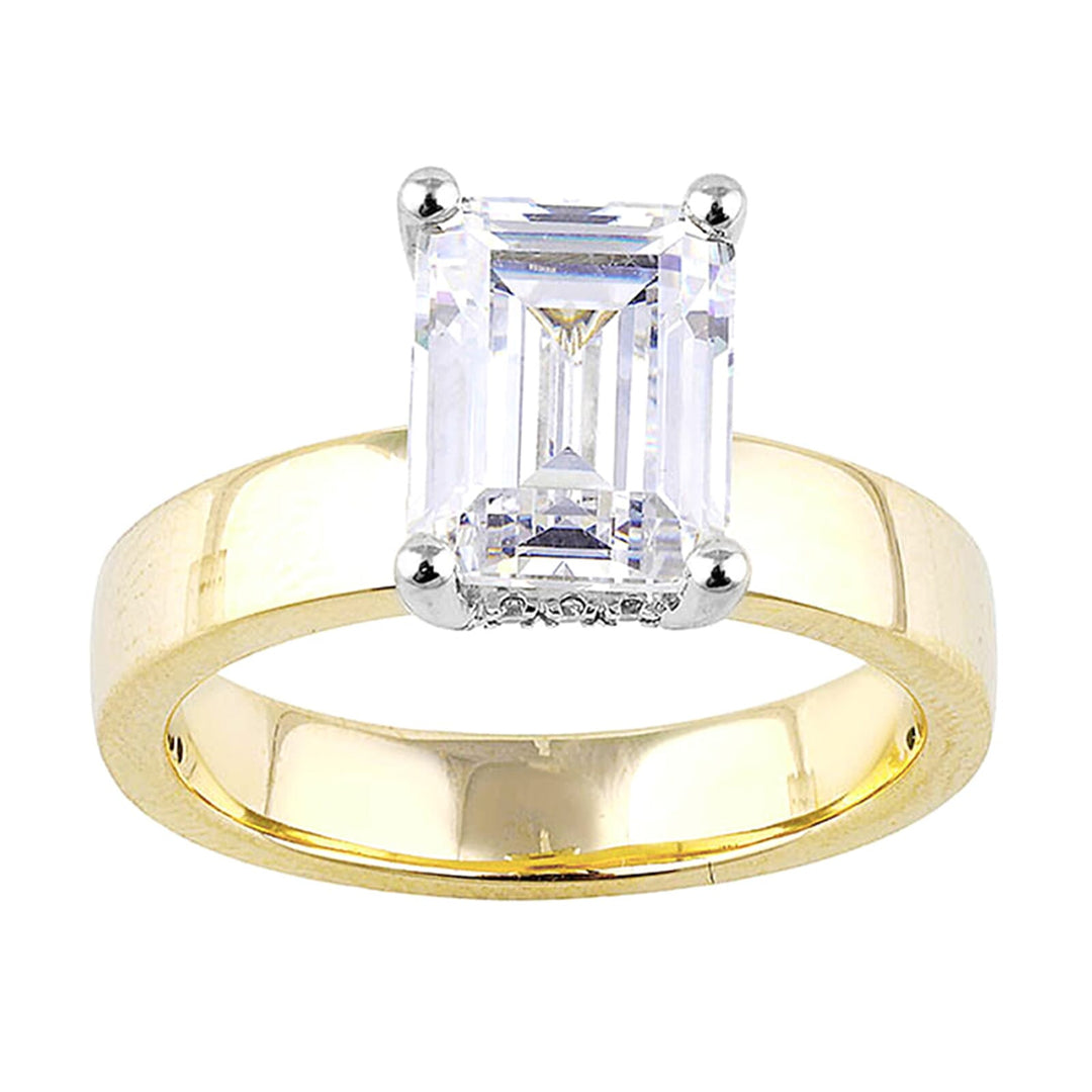 14Kt White Yellow Semi Mount 1/10Ctw For 2 1/2Ct Emerald Cut Center