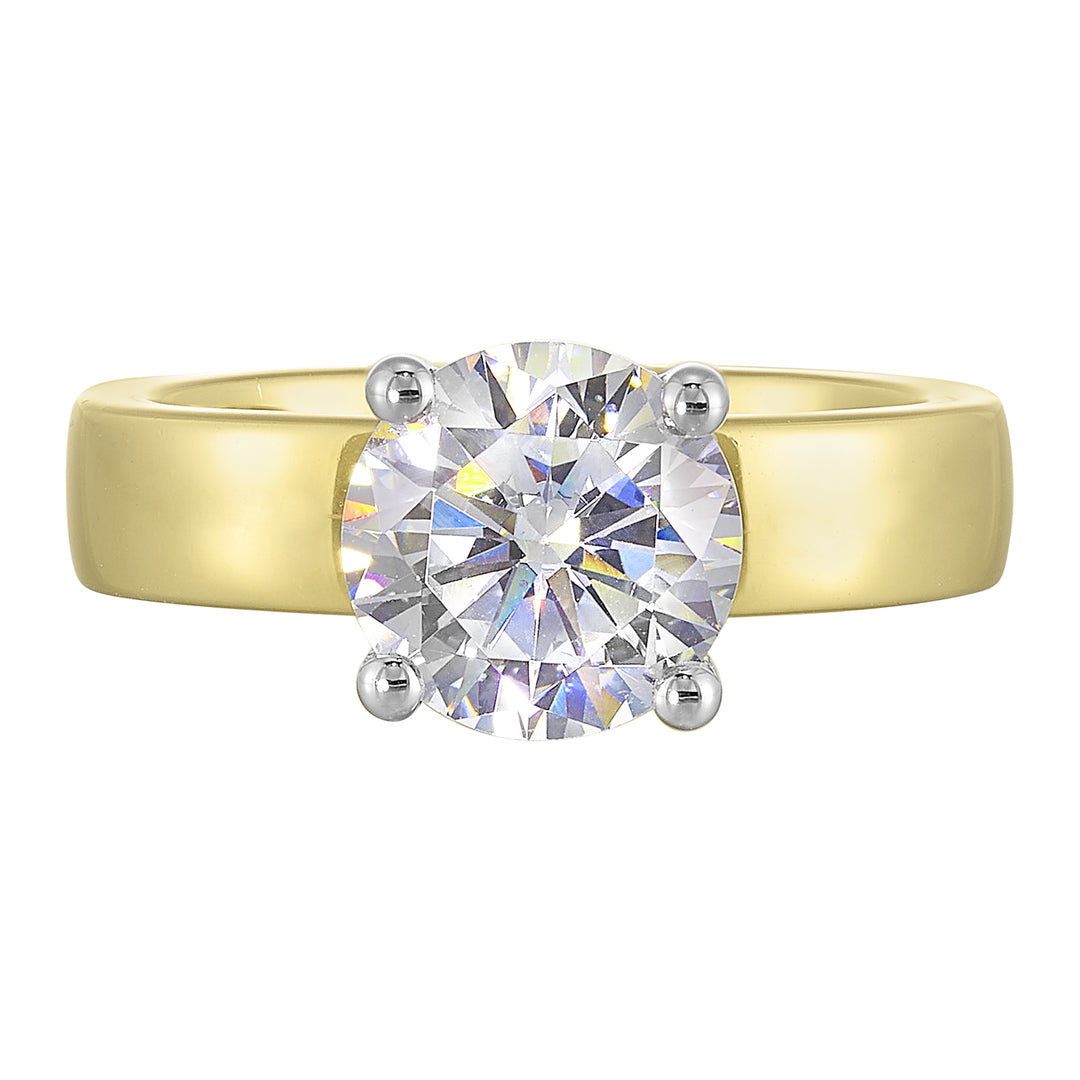 14Kt White Yellow Semi Mount 1/10Ctw For 2Ct Round Center