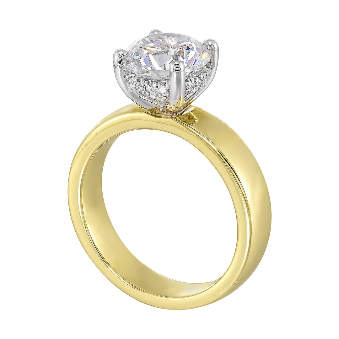 14Kt White Yellow Semi Mount 1/10Ctw For 2Ct Round Center