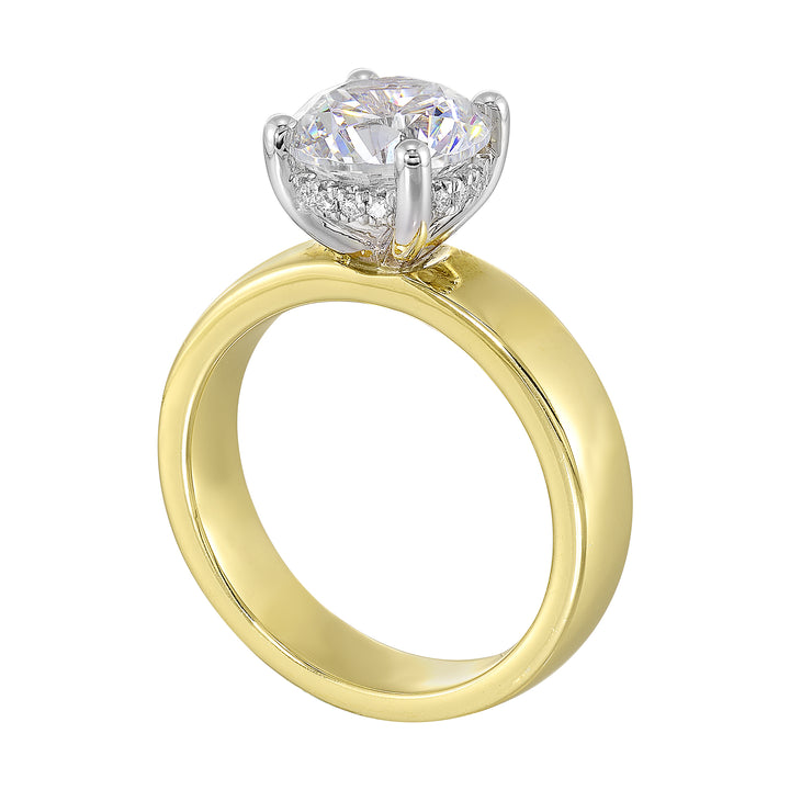 14Kt White Yellow Semi Mount 1/10Ctw For 2Ct Round Center