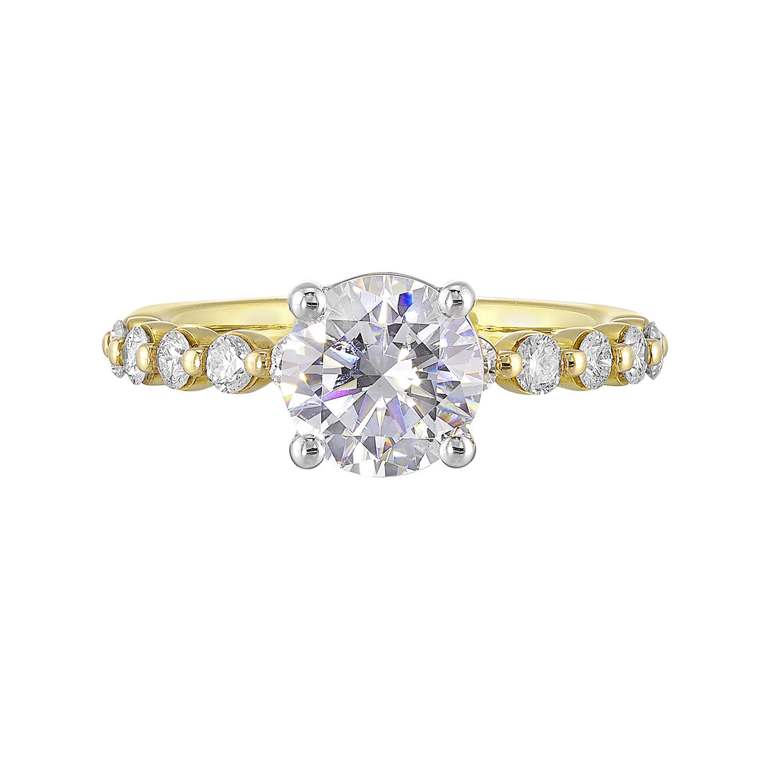 14Kt White Yellow Semi Mount 3/8Ctw For 2Ct Round Center