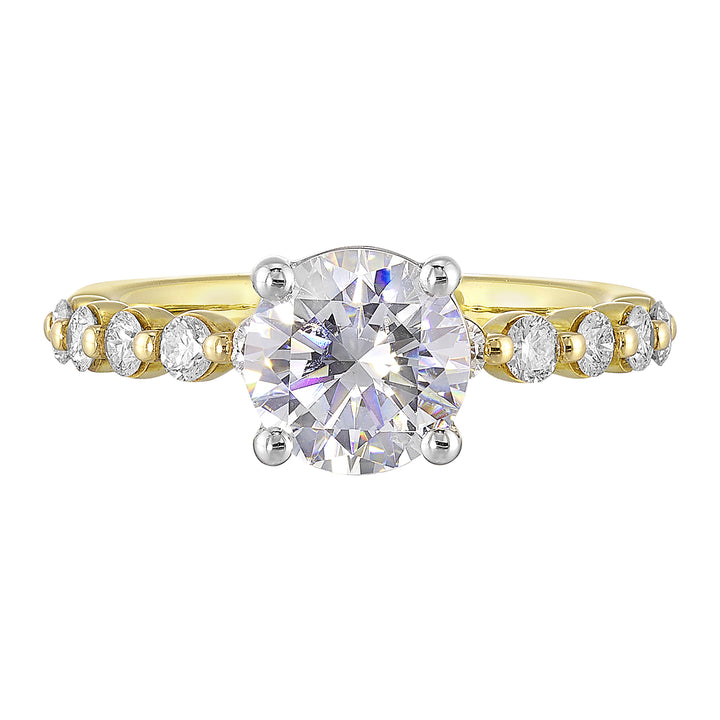 14Kt White Yellow Semi Mount 3/8Ctw For 2Ct Round Center