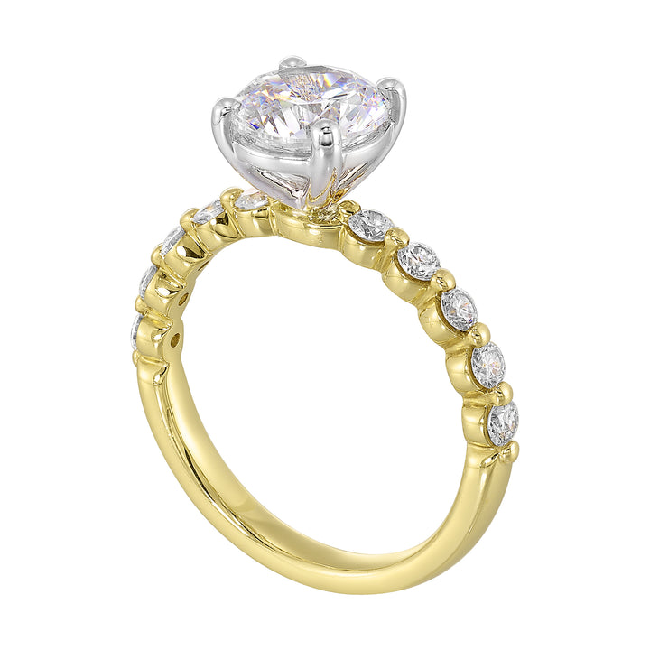 14Kt White Yellow Semi Mount 3/8Ctw For 2Ct Round Center