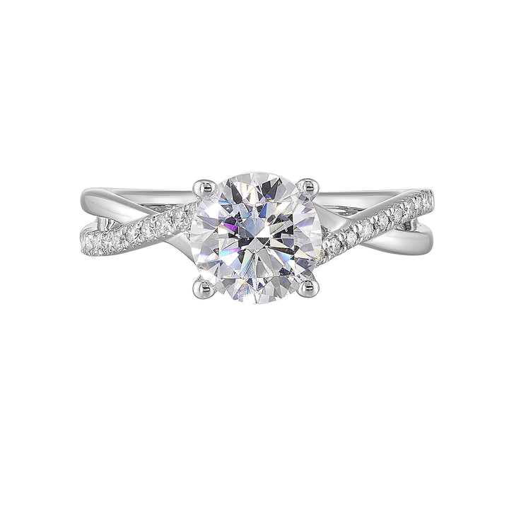 14Kt White Semi Mount 1/7Ctw For 1 1/2Ct Round Center