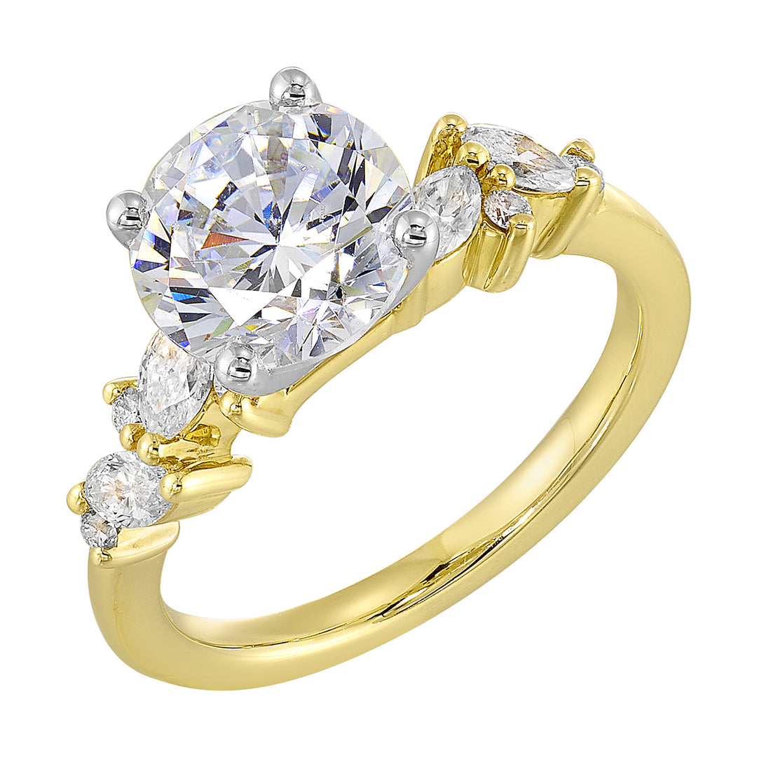 14Kt White Yellow Semi Mount 1/2Ctw For 2Ct Round Center