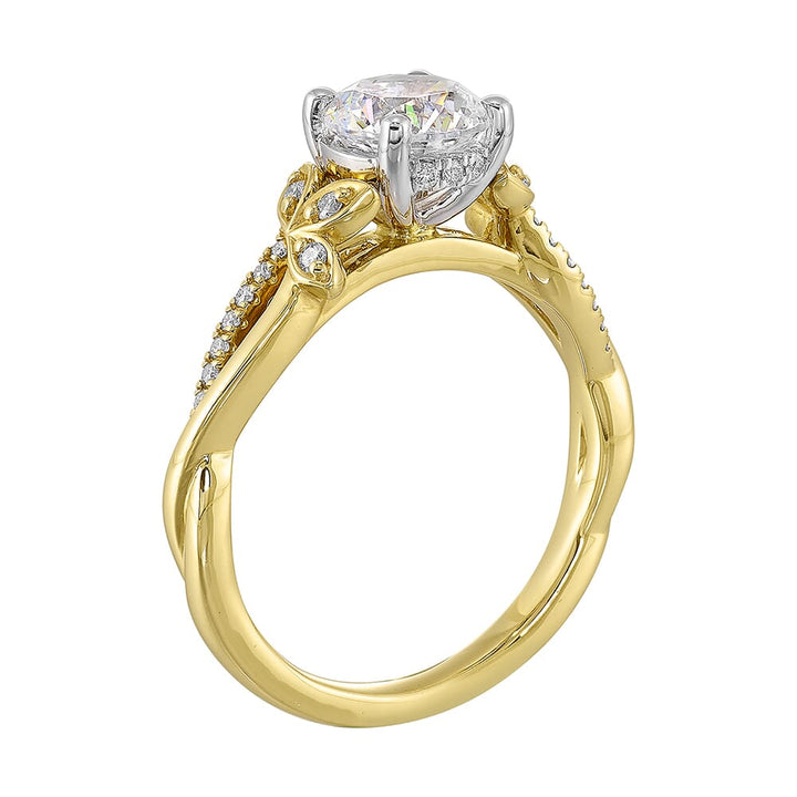14Kt White Yellow Semi Mount 1/8Ctw For 1 1/2Ct Round Center
