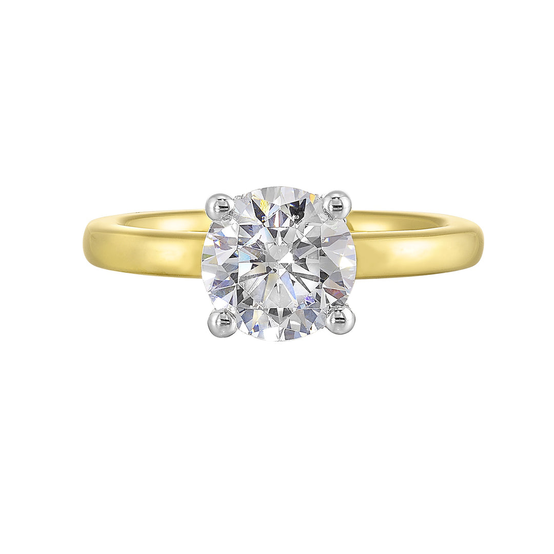 14Kt White Yellow Semi Mount 1/15Ctw For 2Ct Round Center