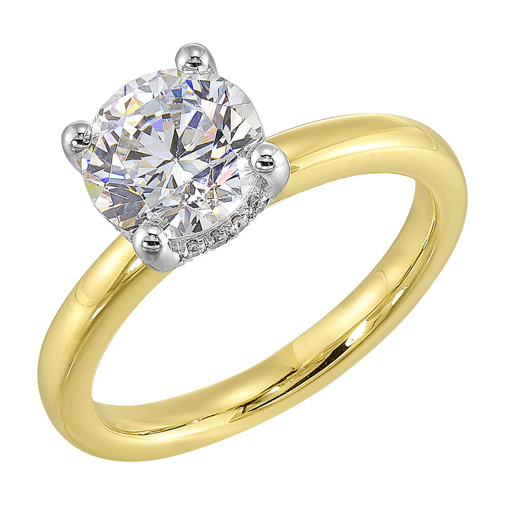14Kt White Yellow Semi Mount 1/15Ctw For 2Ct Round Center