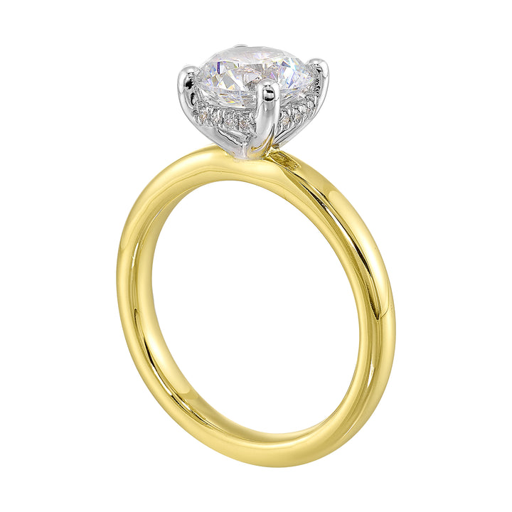 14Kt White Yellow Semi Mount 1/15Ctw For 2Ct Round Center