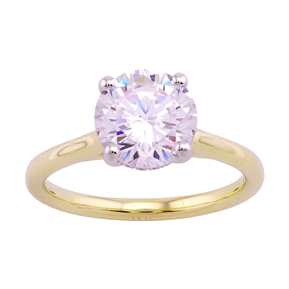 14Kt White Yellow Semi Mount 1/20Ctw For 2Ct Round Center