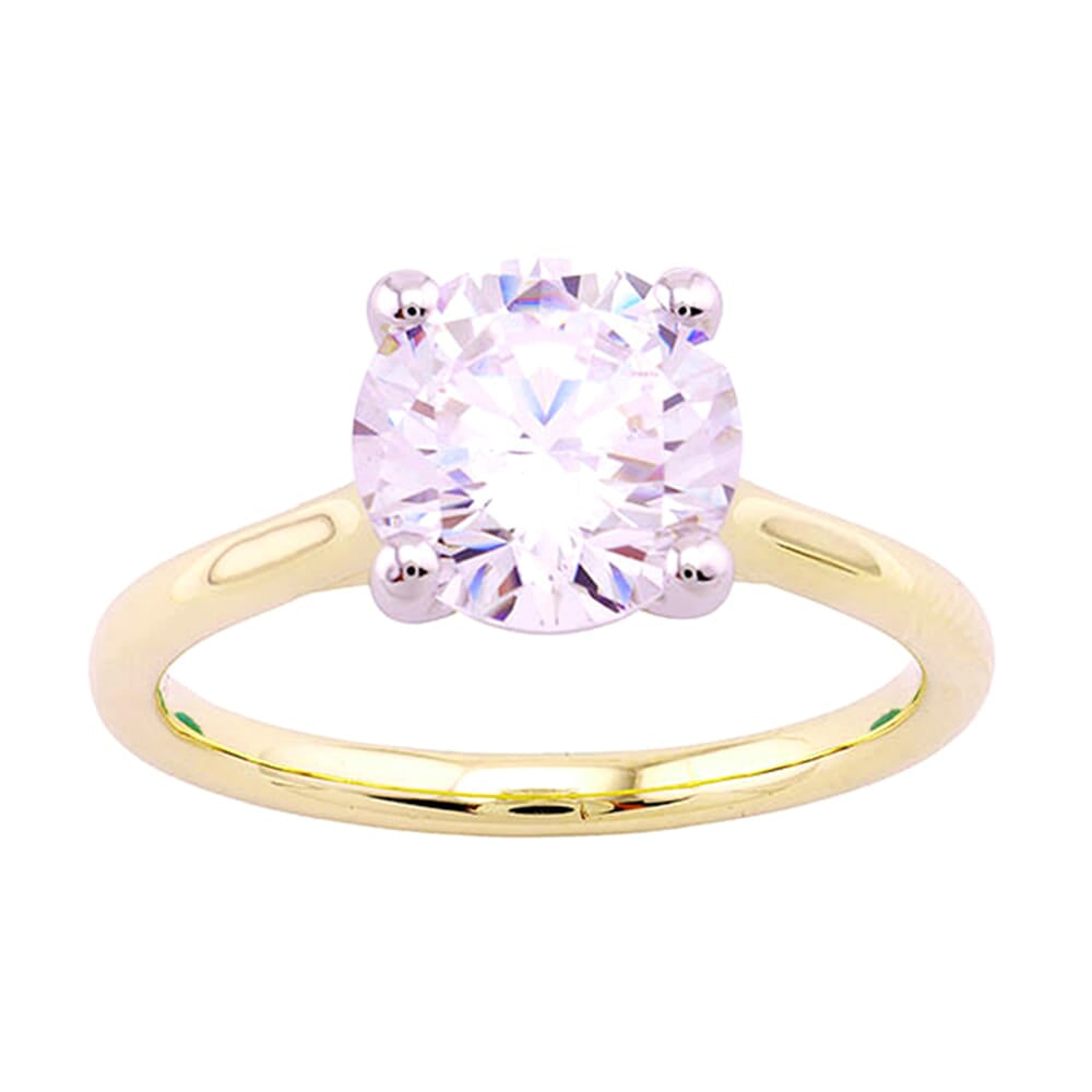 14Kt White Yellow Semi Mount For 2Ct Round Center
