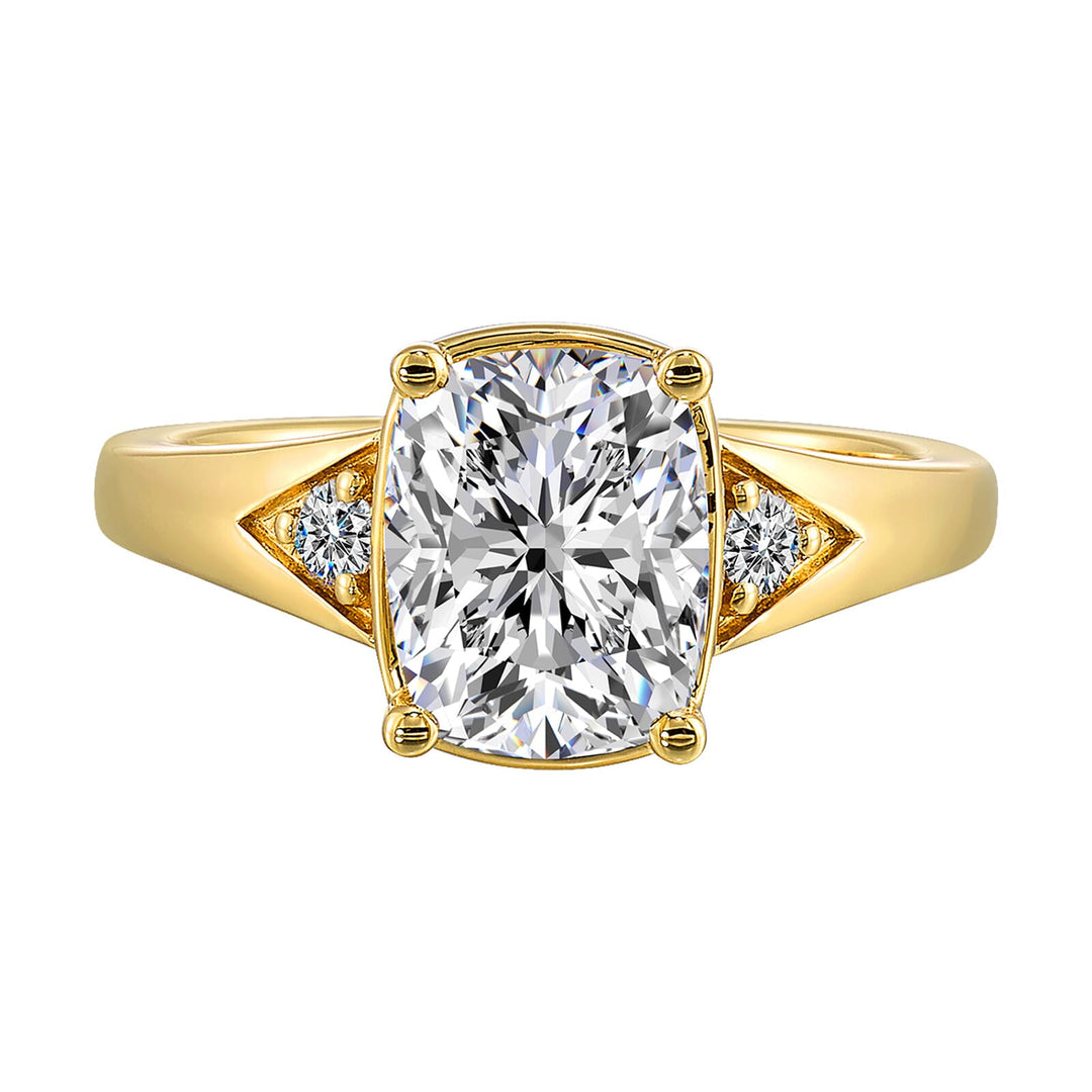 14Kt Yellow Semi Mount 1/10Ctw For 2Ct Elonatged Cushion Center